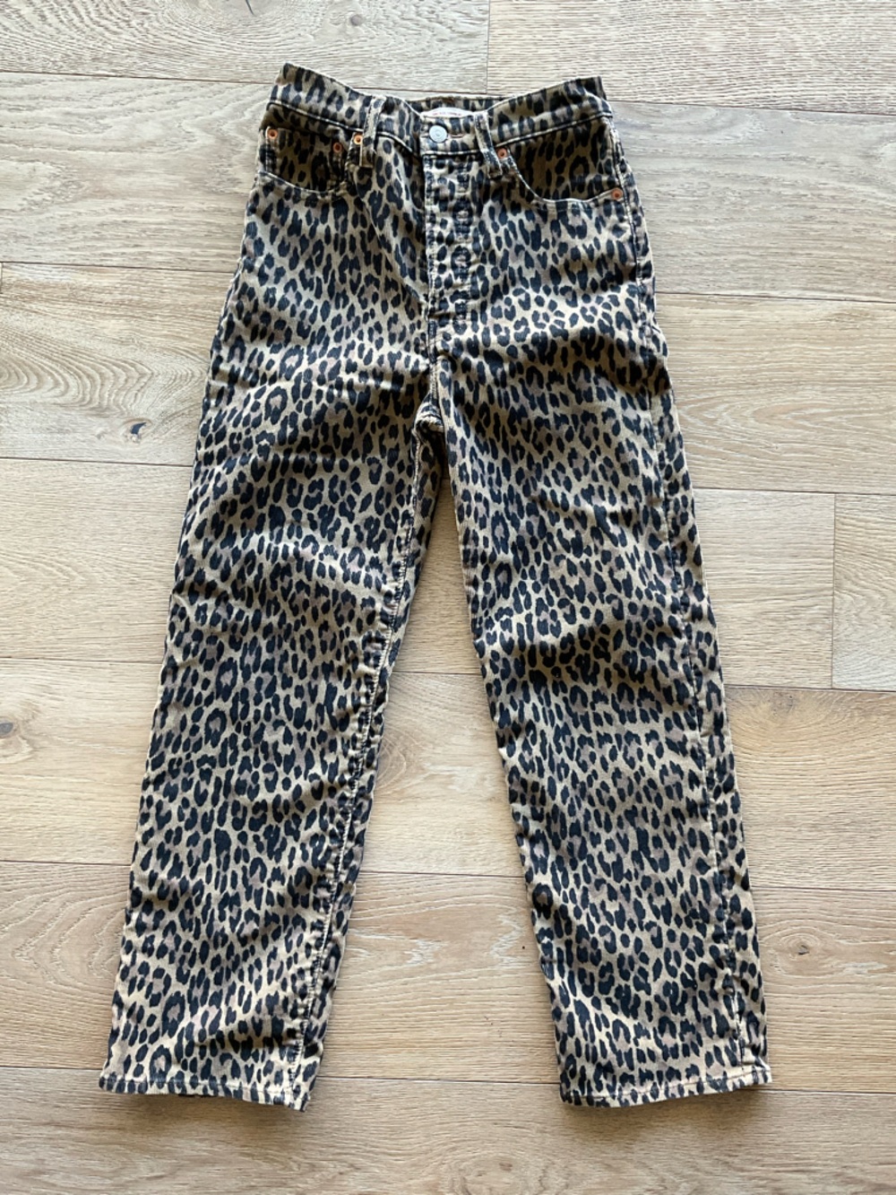 Levi's Leopard Print Boot Cut Jeans in Tan and Black